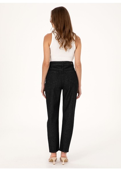Siyah Kadın Mom Fit Denim Pantolon E-Mam Black fırsatları