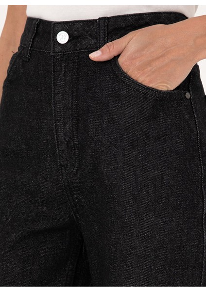 Siyah Kadın Mom Fit Denim Pantolon E-Mam Black indirimleri