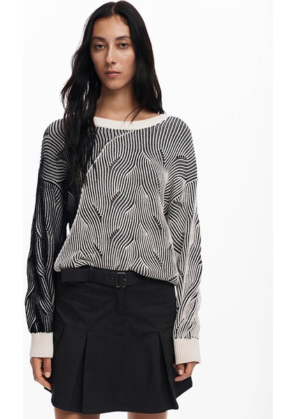 Beyaz Kadın Yuvarlak Standart Desenli Sweatshirt 24WWJF10 fiyatları