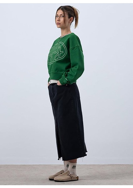 Yeşil Kadın Bisiklet Orta Sweatshirt Kadın Core Mıd-Length Sweatshırt fırsatları
