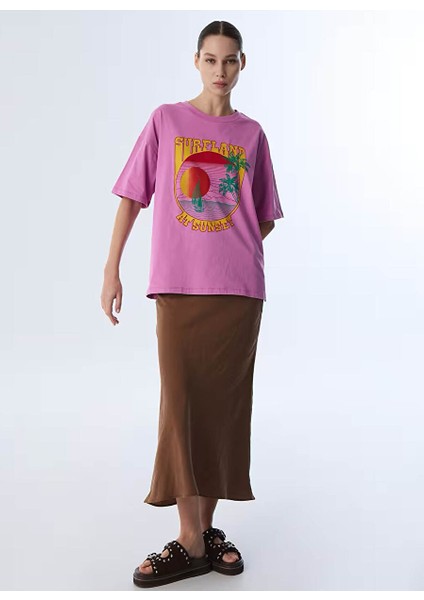 Eflatun Kadın Oversize T-Shirt TS1250070123