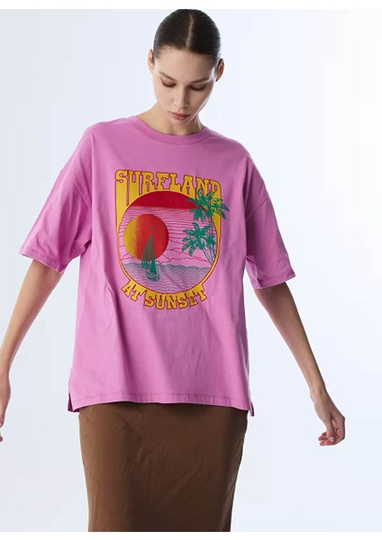 Eflatun Kadın Oversize T-Shirt TS1250070123 fiyatları