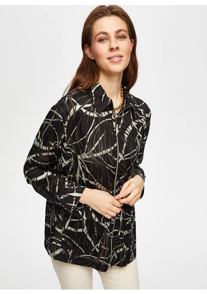 Siyah Kadın Gömlek Comfort Fit Tunik US25TNK001 indirimleri