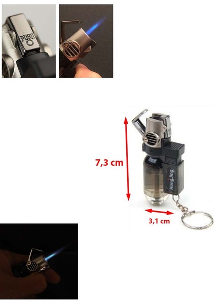 Küçük Pürmüz Çakmak Anahtarlık Gazla Çalışan Anahtarlık Çakmak (1 Adet) Ebat: 7,3 cm x 3,1 cm x 1,9 cm