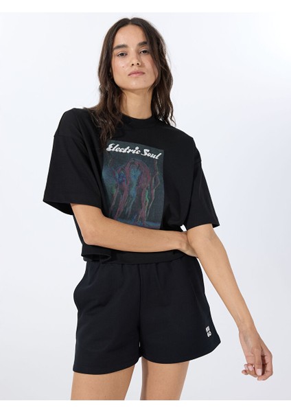 Siyah Kadın Normal T-Shirt 50540927