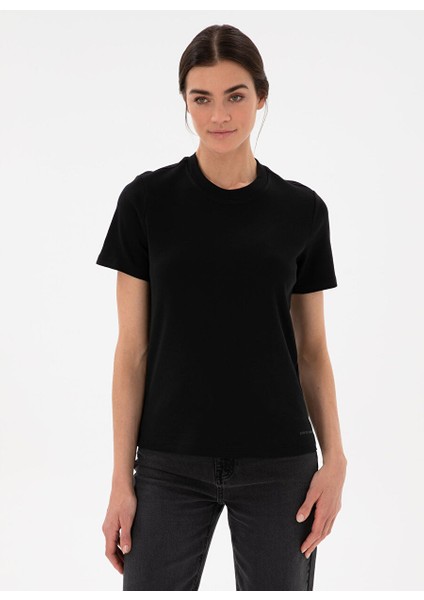 Siyah Kadın Standart T-Shirt Sımo