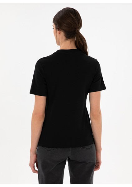 Siyah Kadın Standart T-Shirt Sımo