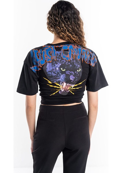Yuvarlak Yaka Düz Siyah Kadın T-Shirt 76PAHG01 fırsatları