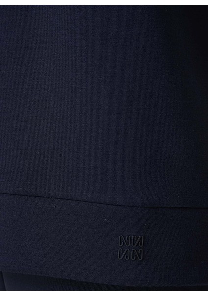 Lacivert Kadın Kapüşon Basic Düz Sweatshirt 1092577