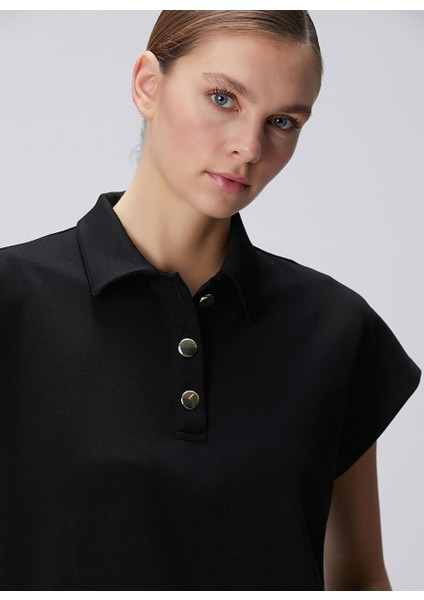 Siyah Kadın Polo Basic Sweatshirt 1094672 fiyatları