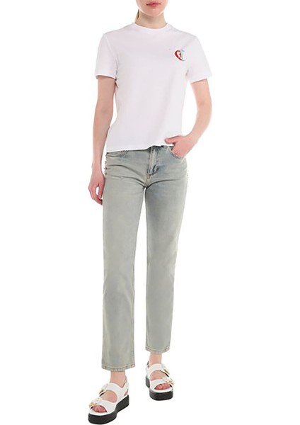 Yüksek Bel Düz Paça Standart Mavi Kadın Denim Pantolon 76PAB5S0