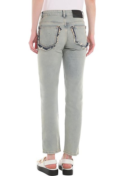 Yüksek Bel Düz Paça Standart Mavi Kadın Denim Pantolon 76PAB5S0 fırsatları