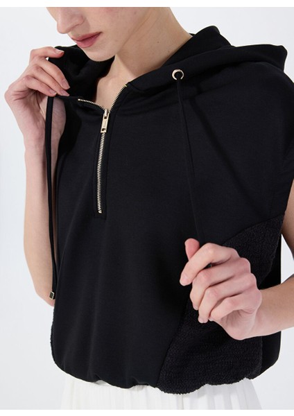 Siyah Kadın Kapüşon Normal Sweatshirt F5SL-SWT0094