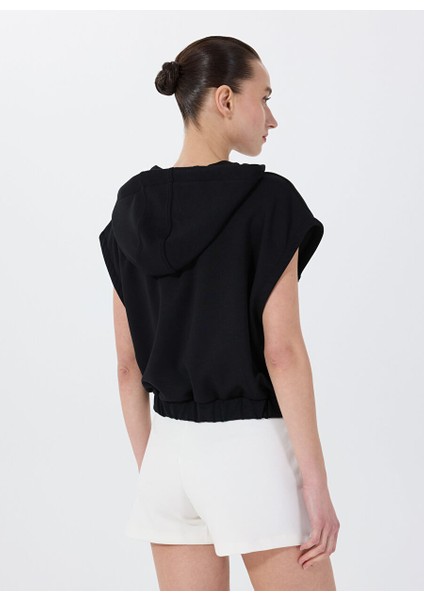 Siyah Kadın Kapüşon Normal Sweatshirt F5SL-SWT0094