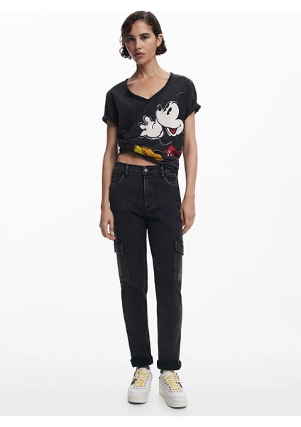 Siyah Kadın Normal Baskılı T-Shirt 25SWTKAG fırsatları