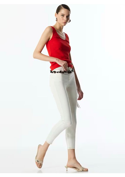 Beyaz Kadın Skinny Fit Denim Pantolon TS1250018052 fiyatları