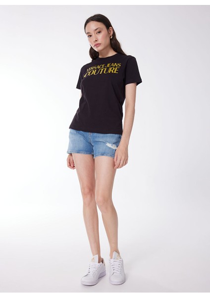 Siyah Kadın Standart Baskılı T-Shirt 76HAHG03 fırsatları