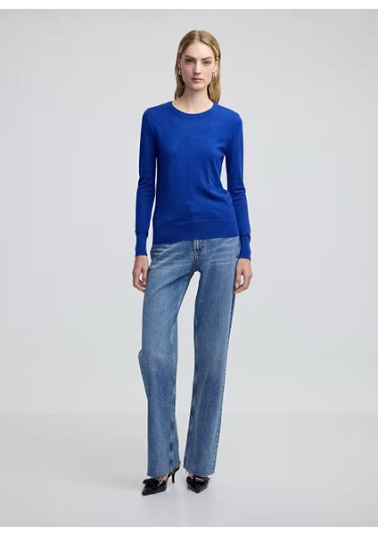 Ipekyol Saks Kadın Bisiklet Yaka Regular Fit Bluz IW6240050123020