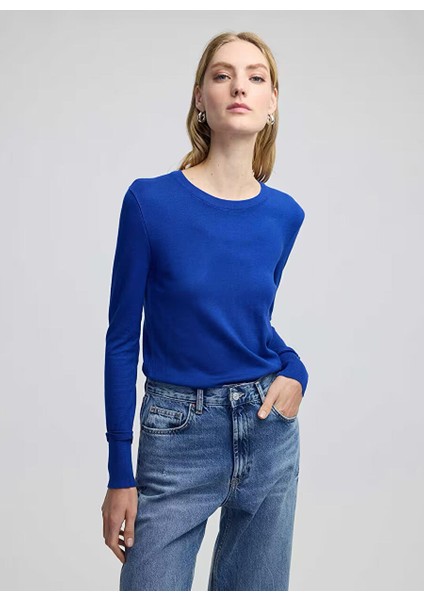 Ipekyol Saks Kadın Bisiklet Yaka Regular Fit Bluz IW6240050123020