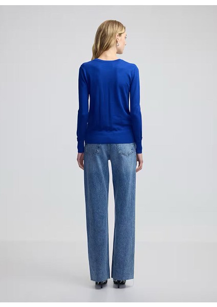 Ipekyol Saks Kadın Bisiklet Yaka Regular Fit Bluz IW6240050123020