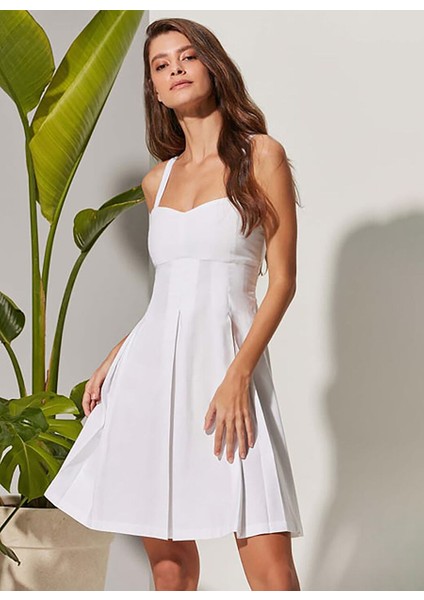 Beyaz Kadın Düz Elbise 310304