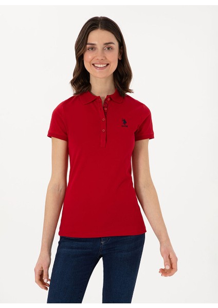 Kırmızı Kadın Slim Fit Polo T-Shirt TP0125