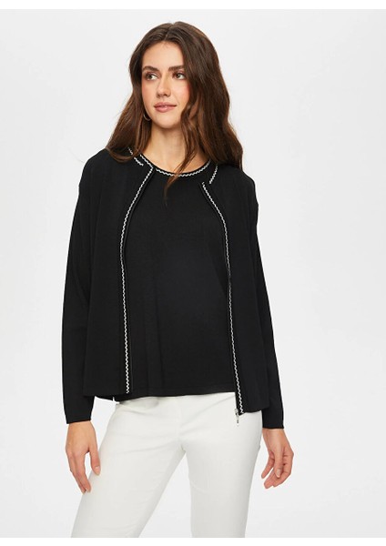 Siyah Kadın Yuvarlak Slim Fit Hırka US25TRH002 modelleri