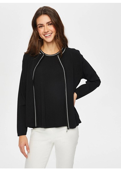 Siyah Kadın Yuvarlak Slim Fit Hırka US25TRH002 fırsatları