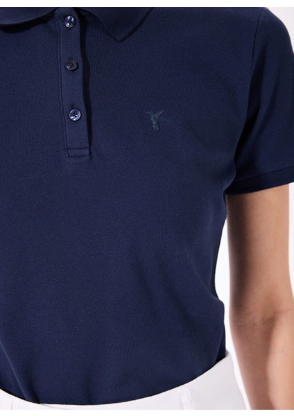Lacivert Kadın Basic Polo T-Shirt Deep fırsatları