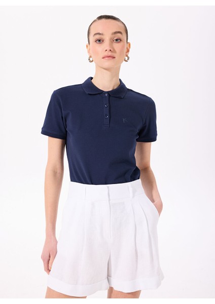 Lacivert Kadın Basic Polo T-Shirt Deep modelleri