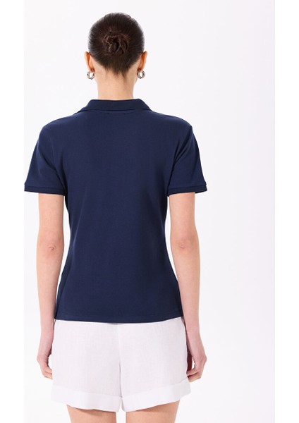 Lacivert Kadın Basic Polo T-Shirt Deep indirimleri