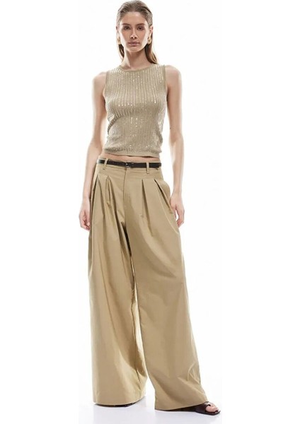 Yeşil Kadın Straight Pantolon 5SAK40044EW