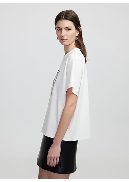 Ipekyol Beyaz Kadın Standart Düz T-Shirt IS1250070097 modelleri