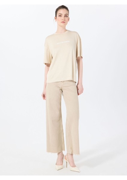 Bej Kadın Oversized T-Shirt The Relax Tshırt 4010