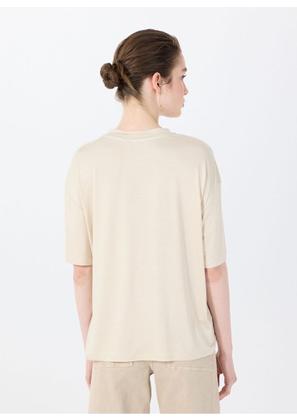 Bej Kadın Oversized T-Shirt The Relax Tshırt 4010