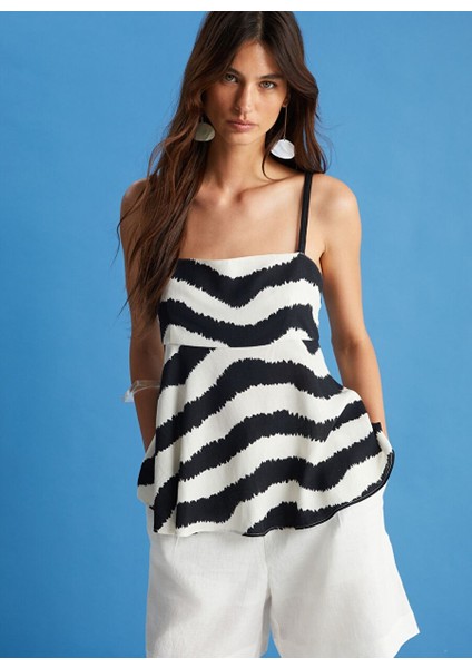 Askılı Zebra Bluz