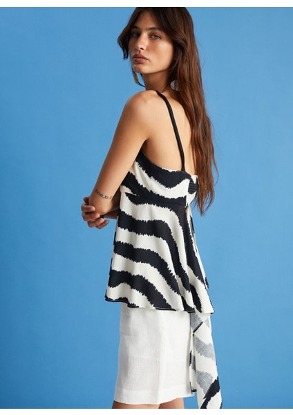 Askılı Zebra Bluz