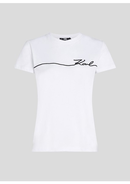 Beyaz Kadın Standart Baskılı T-Shirt 245W1706