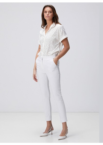 Kırık Beyaz Kadın Slim Fit Pantolon 1094267