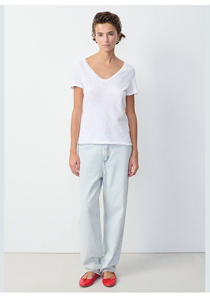 Beyaz Kadın T-Shirt SON33E25_BLANC