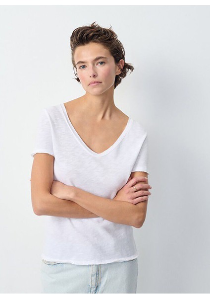 Beyaz Kadın T-Shirt SON33E25_BLANC fiyatları