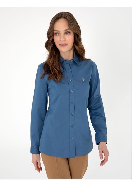 Açık Indigo Slim Fit Uzun Kollu Gömlek