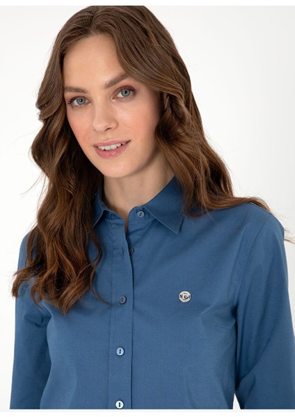 Açık Indigo Slim Fit Uzun Kollu Gömlek fiyatları