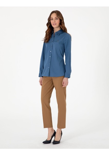 Açık Indigo Slim Fit Uzun Kollu Gömlek fırsatları