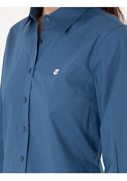 Açık Indigo Slim Fit Uzun Kollu Gömlek