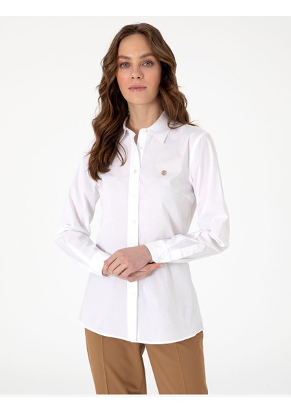 Beyaz Slim Fit Uzun Kollu Gömlek