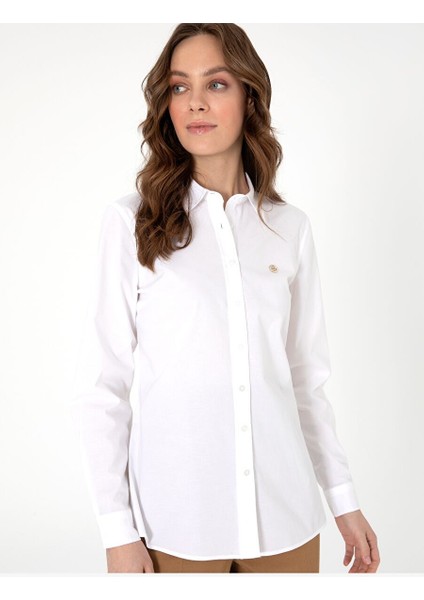 Beyaz Slim Fit Uzun Kollu Gömlek