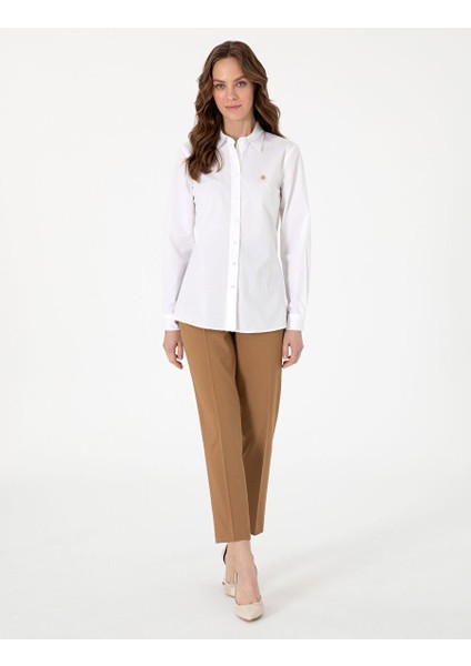 Beyaz Slim Fit Uzun Kollu Gömlek