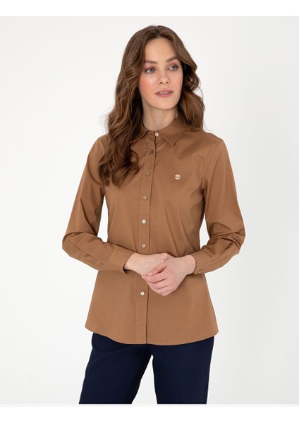 Camel Slim Fit Uzun Kollu Gömlek