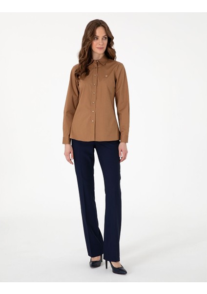 Camel Slim Fit Uzun Kollu Gömlek fırsatları